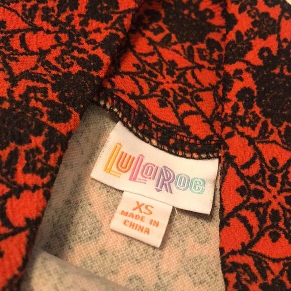LuLaRoe Orange & Black Floral Print Skirt - XS - Picture 6 of 8